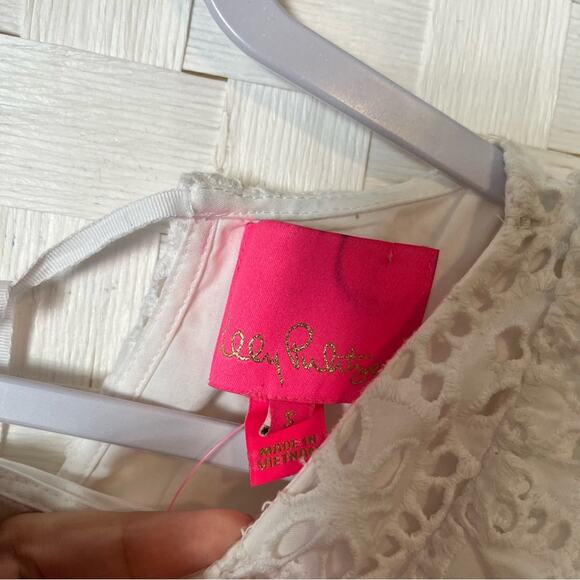 Lilly Pulitzer Primm Dress Size Small In Resort White Preppy Dainty Eyelet - Picture 5 of 13